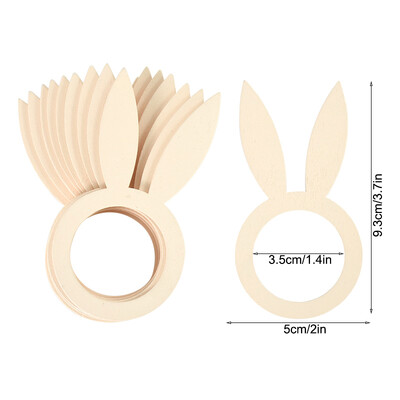 10kom Uskrsne zečje uši Drveni prstenovi za salvete Uskrsni ukrasi za kućnu zabavu Dodaci za stol Držači za salvete Rođendanska večera