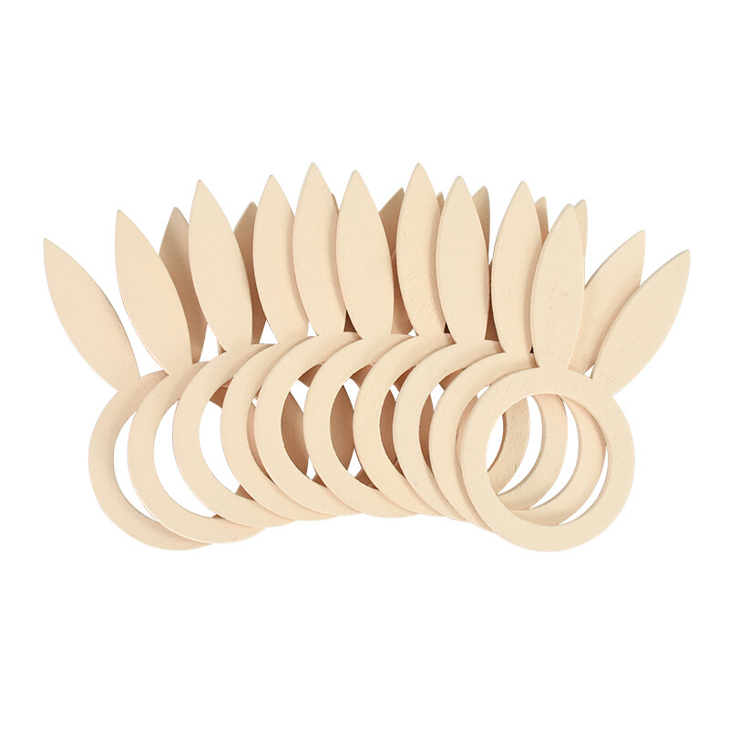 10kom Uskrsne zečje uši Drveni prstenovi za salvete Uskrsni ukrasi za kućnu zabavu Dodaci za stol Držači za salvete Rođendanska večera