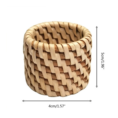 Ručno izrađeni tkani prsten za salvete Tkani rustikalni prirodni držač za salvete Drvena kopča za salvete od ratana Restoran Dekoracija stola za kućnu zabavu