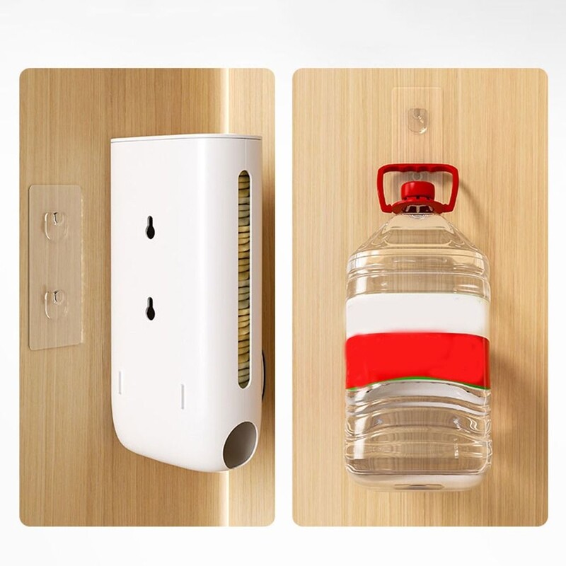 Пластмасови бикини Чорапи Кутия за съхранение Монтиран на стена Диспенсер за найлонови торбички с голям капацитет Спестете място с капак Организатор за торби за боклук