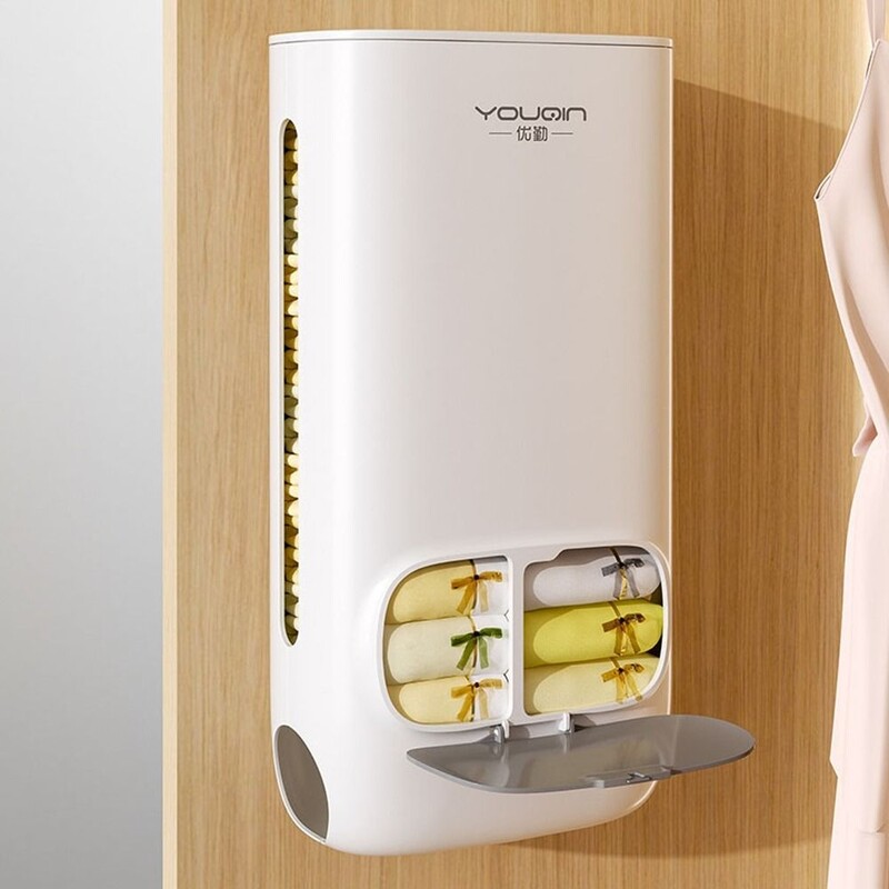 Пластмасови бикини Чорапи Кутия за съхранение Монтиран на стена Диспенсер за найлонови торбички с голям капацитет Спестете място с капак Организатор за торби за боклук