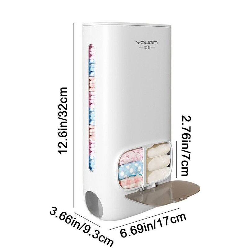 Пластмасови бикини Чорапи Кутия за съхранение Монтиран на стена Диспенсер за найлонови торбички с голям капацитет Спестете място с капак Организатор за торби за боклук