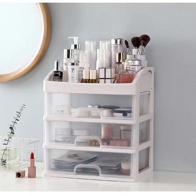 Cutie pentru machiaj Cutie pentru bijuterii Organizator de machiaj Sertare Cutie de depozitare pentru cosmetice din plastic Organizatoare pentru suport pentru perie de machiaj