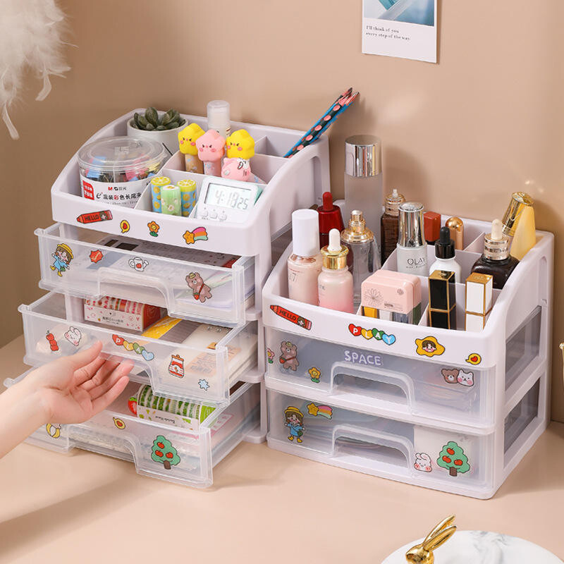 Cutie pentru machiaj Cutie pentru bijuterii Organizator de machiaj Sertare Cutie de depozitare pentru cosmetice din plastic Organizatoare pentru suport pentru perie de machiaj