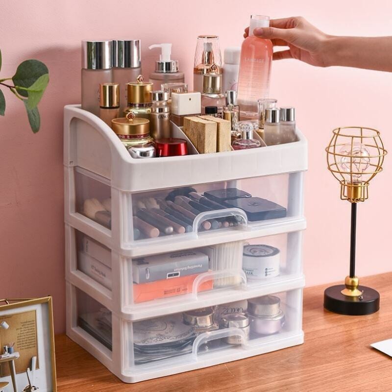 Cutie pentru machiaj Cutie pentru bijuterii Organizator de machiaj Sertare Cutie de depozitare pentru cosmetice din plastic Organizatoare pentru suport pentru perie de machiaj