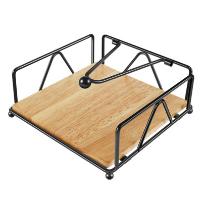 Držač za salvete Željezo Ravni držač za salvete Samostojeća drvena baza Kvadratni papir podignut za kuhinjski uredski stol Višekratna upotreba