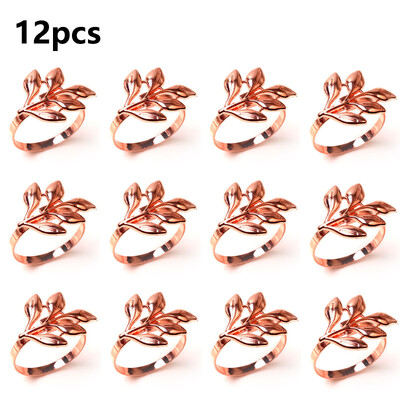 12kom Hotelski prsten za salvete Držač za salvete Jesenje lišće Kopča za salvete Božićna svadba Zlatni krug za salvete Dekorativni stol za večeru