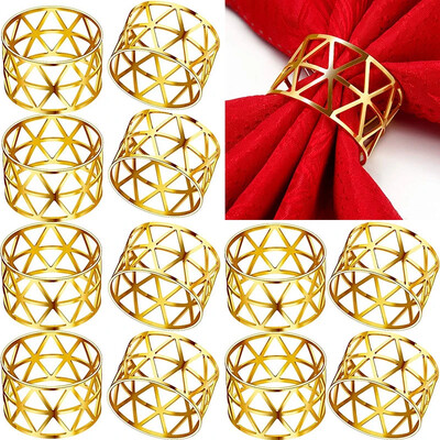 12kom šupljeg papirnatog prstena za salvete, zlatne i srebrne boje, držač za kopče, rođendan, dekoracija za svatove, stol za večeru,