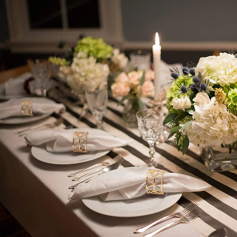 12kom šupljeg papirnatog prstena za salvete, zlatne i srebrne boje, držač za kopče, rođendan, dekoracija za svatove, stol za večeru,