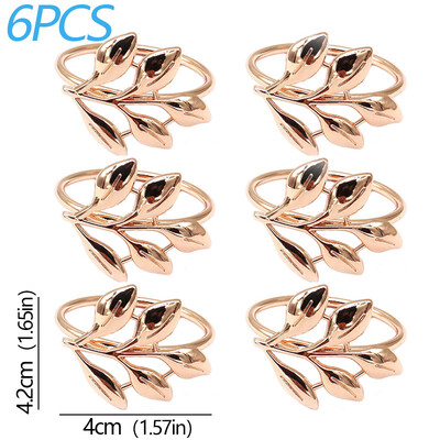 6PCS prstenova za salvete Metalni jesenski listovi Držač za salvete Vjenčani držač za salvete Party Božić Dan zahvalnosti Dekoracija stola