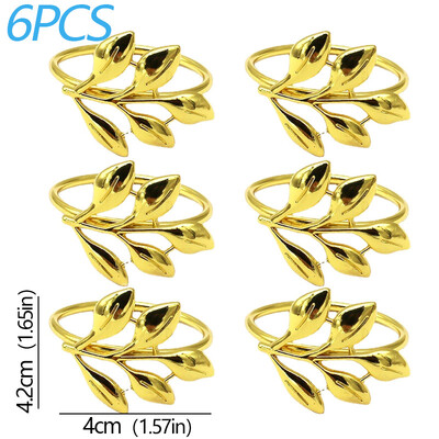 6PCS prstenova za salvete Metalni jesenski listovi Držač za salvete Vjenčani držač za salvete Party Božić Dan zahvalnosti Dekoracija stola