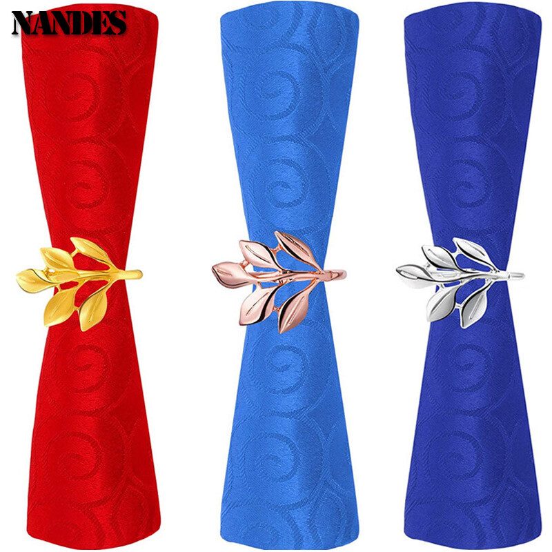 6PCS prstenova za salvete Metalni jesenski listovi Držač za salvete Vjenčani držač za salvete Party Božić Dan zahvalnosti Dekoracija stola