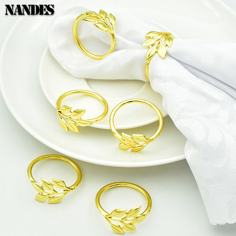 6PCS prstenova za salvete Metalni jesenski listovi Držač za salvete Vjenčani držač za salvete Party Božić Dan zahvalnosti Dekoracija stola