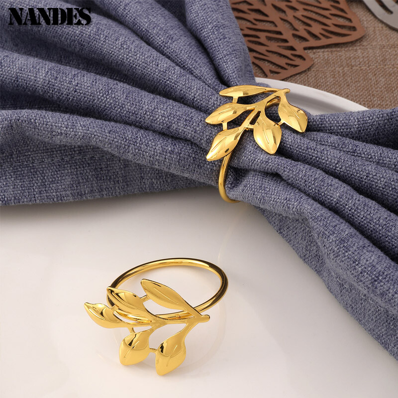 6PCS prstenova za salvete Metalni jesenski listovi Držač za salvete Vjenčani držač za salvete Party Božić Dan zahvalnosti Dekoracija stola