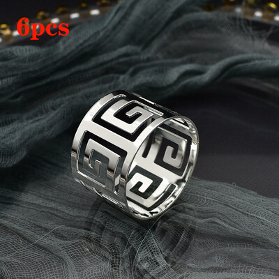 3/6/12 komada Prsten za salvete u europskom stilu, platnena kopča za salvete, šuplji uzorak Salvete za posluživanje Zlatne i srebrne dekoracije za vjenčani stol