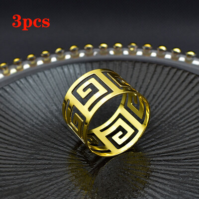 3/6/12 komada Prsten za salvete u europskom stilu, platnena kopča za salvete, šuplji uzorak Salvete za posluživanje Zlatne i srebrne dekoracije za vjenčani stol