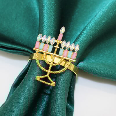 6 tk Rhinestonest küünlajalgast salvrätikurõngad Hanuka salvrätikuhoidjad juudi hanuka salvrätikuhoidja jõulupulmalaua kaunistamiseks