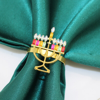 6 tk Rhinestonest küünlajalgast salvrätikurõngad Hanuka salvrätikuhoidjad juudi hanuka salvrätikuhoidja jõulupulmalaua kaunistamiseks