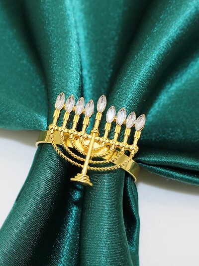 6 tk Rhinestonest küünlajalgast salvrätikurõngad Hanuka salvrätikuhoidjad juudi hanuka salvrätikuhoidja jõulupulmalaua kaunistamiseks