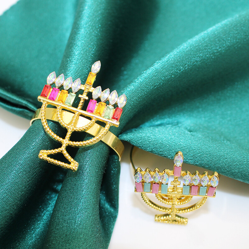 6 tk Rhinestonest küünlajalgast salvrätikurõngad Hanuka salvrätikuhoidjad juudi hanuka salvrätikuhoidja jõulupulmalaua kaunistamiseks