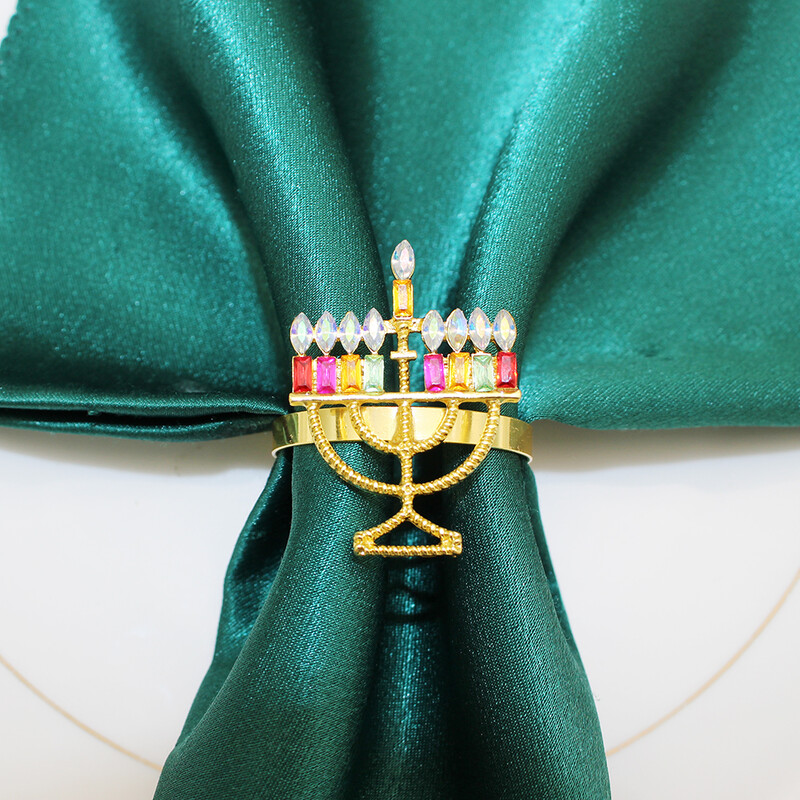 6 tk Rhinestonest küünlajalgast salvrätikurõngad Hanuka salvrätikuhoidjad juudi hanuka salvrätikuhoidja jõulupulmalaua kaunistamiseks