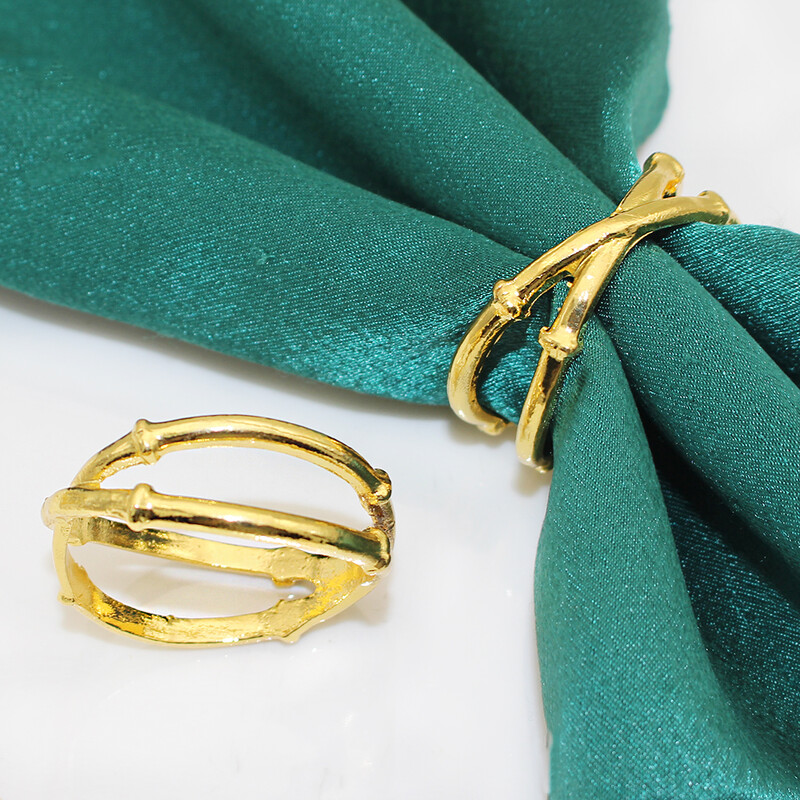 20kom Prsten za salvete u stilu bambusa Metalni držači prstenova za salvete Zlatna kopča za salvete za vjenčanje Seoski domjenak Rođendanski ukras stola