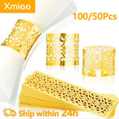 100/50kom Prsten za salvete sa šupljim uzorkom Zlatni i srebrni prsten za salvete Pribor za dekoraciju stolova za svadbe Dekoracije za vjenčanja