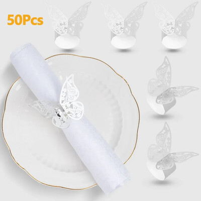 100/50kom Prsten za salvete sa šupljim uzorkom Zlatni i srebrni prsten za salvete Pribor za dekoraciju stolova za svadbe Dekoracije za vjenčanja