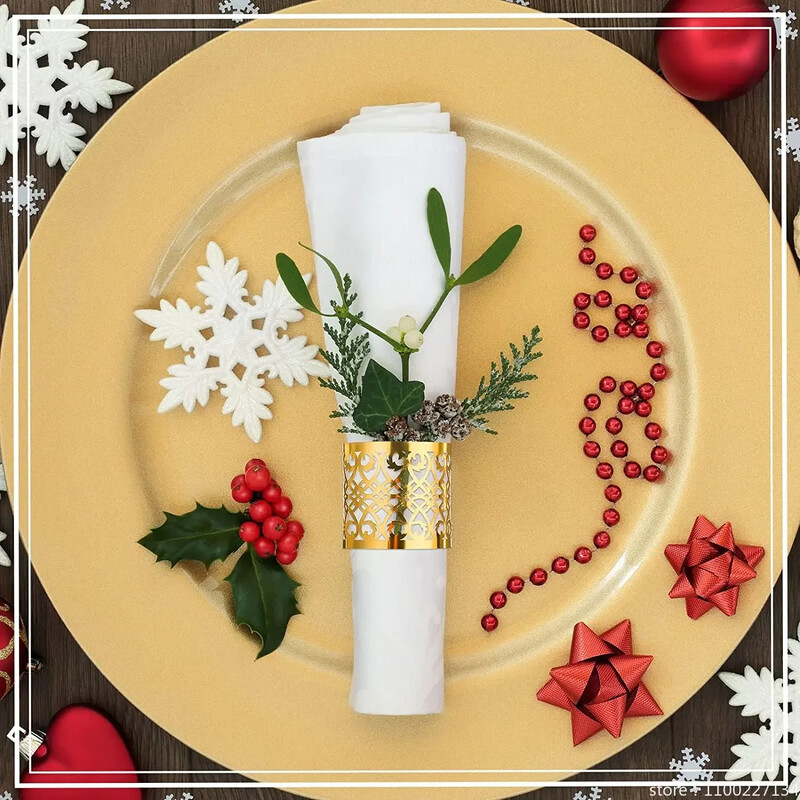 100/50kom Prsten za salvete sa šupljim uzorkom Zlatni i srebrni prsten za salvete Pribor za dekoraciju stolova za svadbe Dekoracije za vjenčanja