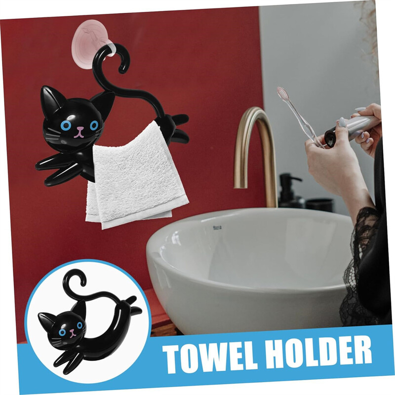 1 slatki crtani stalak za ručnike za kupaonicu, držač za ručnike u obliku mačke za kupaonski stalak za ručnike