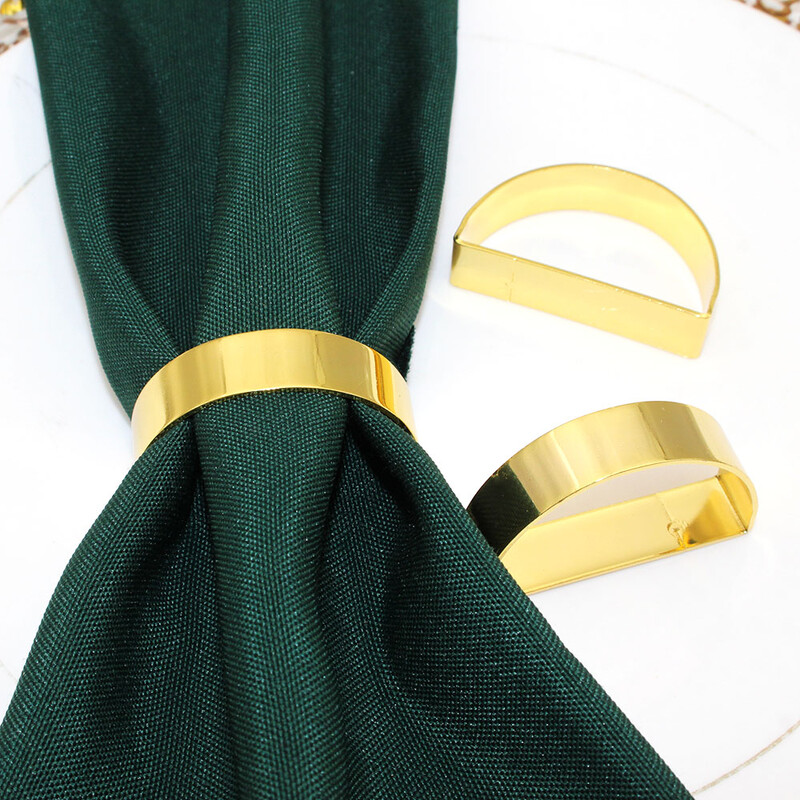 6Pcs Polukružni mat srebrni prstenovi za salvete za stolne postavke Vjenčanje Božićna zabava Stol za večeru Metalni prsteni za salvete HB68