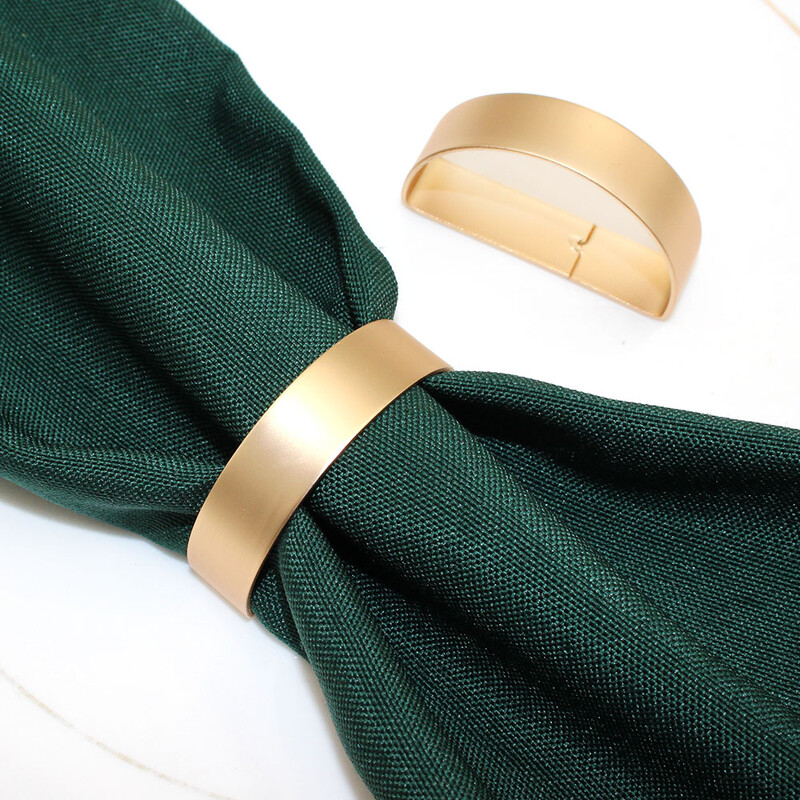 6Pcs Polukružni mat srebrni prstenovi za salvete za stolne postavke Vjenčanje Božićna zabava Stol za večeru Metalni prsteni za salvete HB68