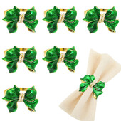 6kom prstena za salvete s lukom i zelenom leptir mašnom u obliku bisernih držača za salvete za Dan svetog Patrika proljeće ljeto dekoracija stola za vjenčanje HB98