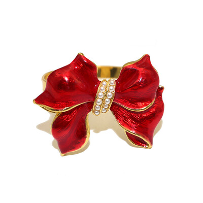 6kom prstena za salvete s lukom i zelenom leptir mašnom u obliku bisernih držača za salvete za Dan svetog Patrika proljeće ljeto dekoracija stola za vjenčanje HB98