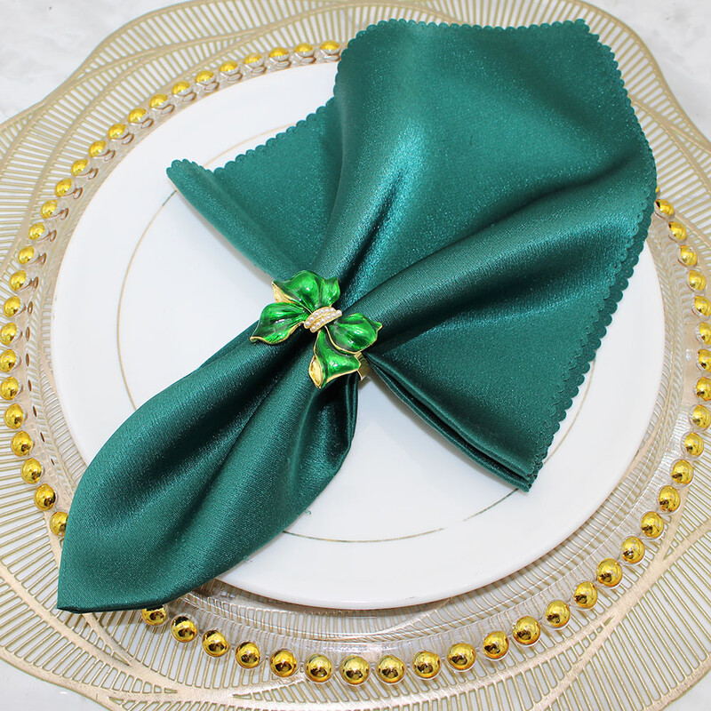 6kom prstena za salvete s lukom i zelenom leptir mašnom u obliku bisernih držača za salvete za Dan svetog Patrika proljeće ljeto dekoracija stola za vjenčanje HB98