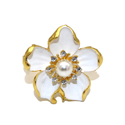 6kom bijelih cvjetnih prstenova za salvete Biserni držač za salvete za Majčin dan Vjenčanje Banket Kućna zabava Kuhinja Dekoracija blagovaonskog stola