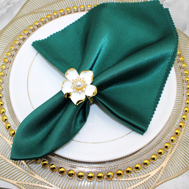 6kom bijelih cvjetnih prstenova za salvete Biserni držač za salvete za Majčin dan Vjenčanje Banket Kućna zabava Kuhinja Dekoracija blagovaonskog stola