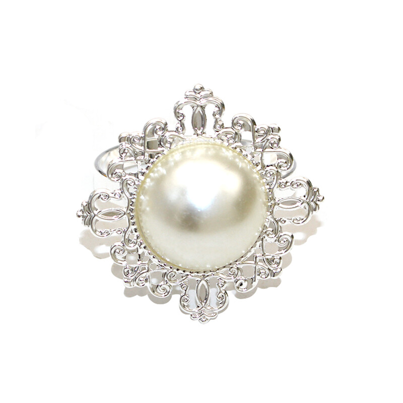 6kom Novi biserni prstenovi za salvete Srebrni držač za salvete Kopče za stolne salvete za postavljanje blagovaonskog stola Potrepštine za svadbenu božićnu zabavu