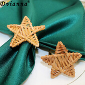 8Pcs Плетени пръстени за салфетки от ратан Естествен държач за салфетки за Коледа Декорация на маса за хранене Сватбен декор Начало Декор HWW49