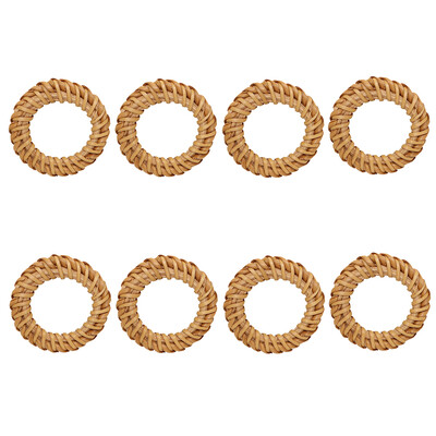 8Pcs Плетени пръстени за салфетки от ратан Естествен държач за салфетки за Коледа Декорация на маса за хранене Сватбен декор Начало Декор HWW49