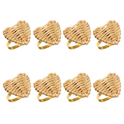 8Pcs Плетени пръстени за салфетки от ратан Естествен държач за салфетки за Коледа Декорация на маса за хранене Сватбен декор Начало Декор HWW49