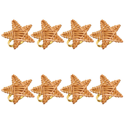 8Pcs Плетени пръстени за салфетки от ратан Естествен държач за салфетки за Коледа Декорация на маса за хранене Сватбен декор Начало Декор HWW49