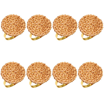 8Pcs Плетени пръстени за салфетки от ратан Естествен държач за салфетки за Коледа Декорация на маса за хранене Сватбен декор Начало Декор HWW49