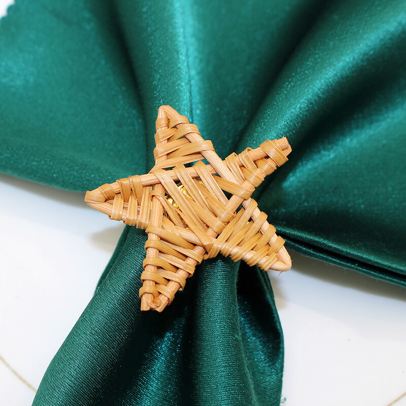 8Pcs Плетени пръстени за салфетки от ратан Естествен държач за салфетки за Коледа Декорация на маса за хранене Сватбен декор Начало Декор HWW49