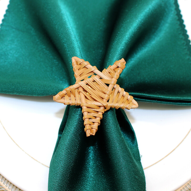 8Pcs Плетени пръстени за салфетки от ратан Естествен държач за салфетки за Коледа Декорация на маса за хранене Сватбен декор Начало Декор HWW49