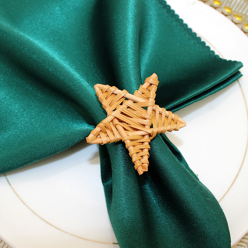 8Pcs Плетени пръстени за салфетки от ратан Естествен държач за салфетки за Коледа Декорация на маса за хранене Сватбен декор Начало Декор HWW49