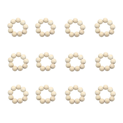 12Pcs Drveni prstenovi za salvete od seoskih perli s resicama za Ramadan, Uskrs, Noć vještica, Božićno vjenčanje Dekoracija kućnog stola HWC187