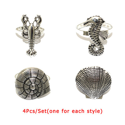 4 бр. Смесени стилове Океански крайбрежни пръстени за салфетки Ретро държачи за салфетки за домашен сватбен декор Маса за хранене Банкети Семейни събирания