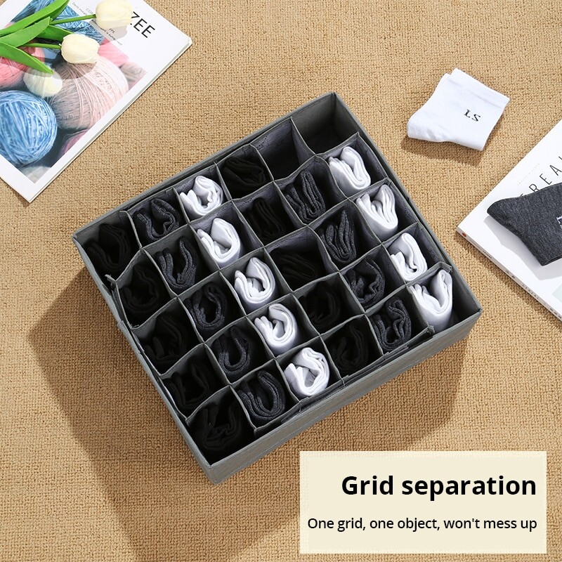 1vnt Juoda 30 tinklelių apatinių drabužių organizatorius sulankstomos spintelės, stalčiai apatinių drabužių skirstytuvas laikymo dėžutės kietos liemenėlės kojinės spinta.
