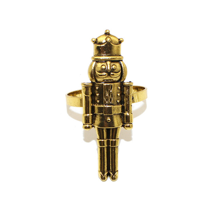 1kom Orašar prstenovi za salvete Vintage metalni vojnik Držači za salvete za božićno kućno blagdansko obiteljsko okupljanje Dekoracija blagovaonskog stola